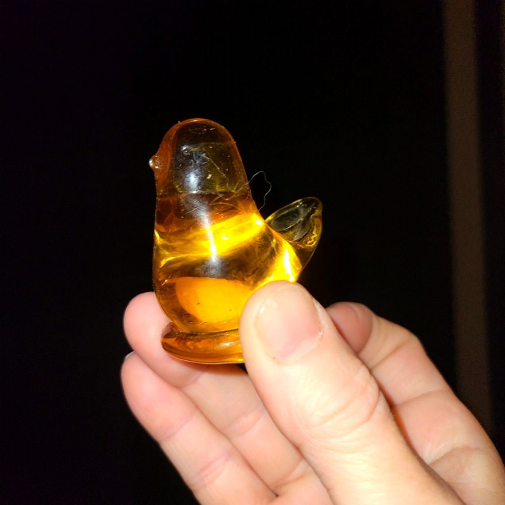 Titan Art Glass Golden Canary, signed Ward 1989